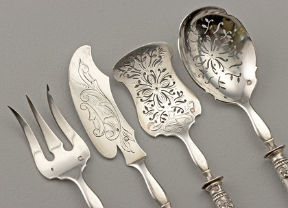 Antique French Silver 4 Piece Hors-D'oeuvre Set - Vital Hygonnet